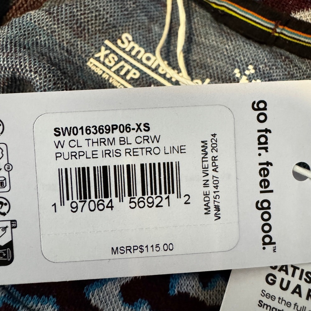 NEW Smartwool Classic Thermal Merino Base Layer Top Women's XS Purple Iris Retro - Picture 5 of 16